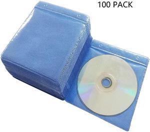 100 Pack Premium CD DVD SleevesThick NonWoven Material DoubleSided Refill Plastic Sleeve for CD and DVD Storage Binders Disc Case Blue