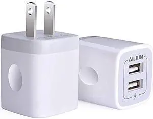 USB Wall Charger Charger Adapter  2Pack 21Amp Dual Port Quick Charger Plug Cube Replacement for iPhone 76S6S Plus6 Plus65S5 Samsung Galaxy S7S6S5 Edge LG HTC Huawei Moto Kindle