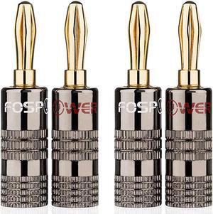 Banana Plugs 2 Pairs 4 pcs Closed Screw 24K Gold Plated Banana Speaker Plug Connectors for Speaker Wire Wall Plate Home Theater AudioVideo Receiver Amplifiers and Sound Systems