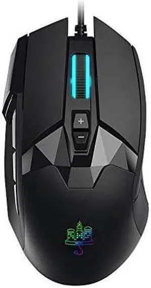 Pro Performance Silent Gaming Mouse - Wired Gaming Mouse w/ 9 Programmable Buttons including Sniper (rapid fire) key, 12000 DPI, 1000 Hz, Force Adjustable Buttons, Custom Gamer Profiles, and more