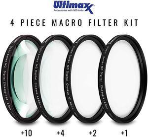 49MM  Professional Four Piece HD Macro Closeup Filter Kit 1 2 4 10 Diopter Filters for Camera Lens with 49MM Filter Thread and Protective Filter Pouch
