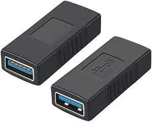 USB 30 Coupler  2 Pack USB to USB Adapter USB 30 Female to Female Extension Adapter Black