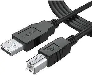 Long USB-2.0 Cable Type-A to Type-B High Speed Cord for Audio Interface, Midi Keyboard, USB Microphone, Mixer, Speaker, Monitor, Instrument, Strobe Light System Laptop Mac PC Type A to Type B