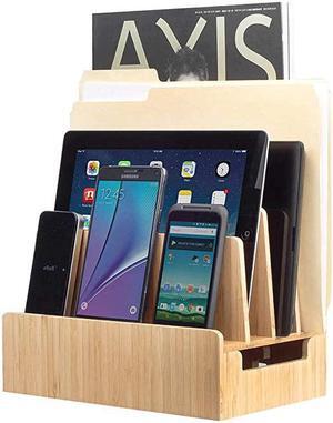 Bamboo Charging Station amp Multi Device Organizer Slim Version for Smartphones Tablets and Laptops