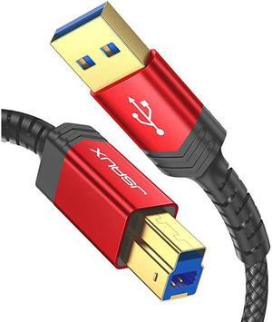 USB 3.0 Cable A Male to B Male 6.6ft,  USB 3 Type B Upstream Cord Nylon Braided Compatible with Docking Station, External Hard Drivers, Scanner, Printer and More(Black)