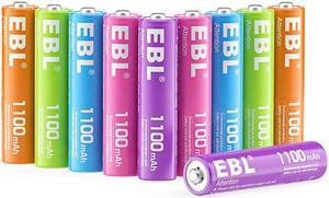 AAA Rechargeable Batteries 1100mAh (10 Pack- 5 Color in One Box), 1.2V Ni-Mh Triple AAA Battery