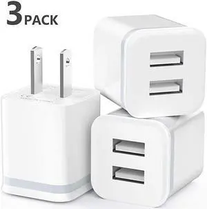 USB Wall Charger  3Pack 21A5V Dual Port USB Cube Power Adapter Charger Plug Charging Block Replacement for iPhone XsXRX 876 Plus Samsung LG HTC Moto Android Phones