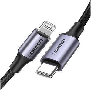 USB-C to Lightning Cable 6FT MFi-Certified Nylon Braided Fast Power Delivery Charging Cable for iPhone 12 Mini 12 Pro Max 11 Pro Max XR XS Max 8 Plus AirPods Grey