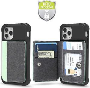 Phone Wallet for Back of Phone, Stick On Wallet Credit Card ID Holder with RFID Protection Compatible with iPhone, Galaxy & Most Smartphones and Cases