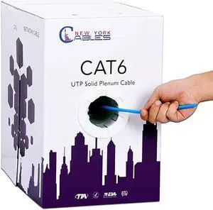 Plenum Cable 1000ft CMP Fluke Tested Ethernet Cables 550MHz 23AWG10 Gigabit UTP LAN Internet Cable Unshielded Twisted Pair Solid Bandwidth Blue