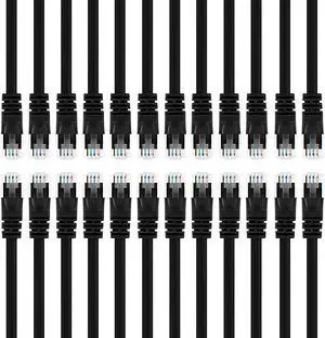 24Pack Cat5e Ethernet Patch Cable 6 Feet Snagless RJ45 Computer LAN Network Cord Black