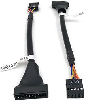 USB 3.0 Header to USB 2.0,USB 3.0 to USB 2.0 Motherboard Adapter Cable,19 Pin USB3.0 Male to 9 Pin USB2.0 Female Motherboard Cable Adapter Converter 6 inch/15cm (2-Pack)