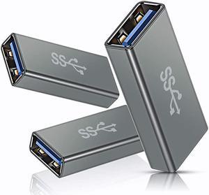 USB Female to Female Adapter 3Pack USB 30 Female to Type A Female 30 Cable Coupler for Connecting Two USB Male Ends Cord Extension Connector Gray Upgraded