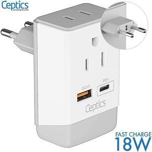 European Travel Power Plug Adapter QC 30 PD by Safe Dual USB USBC 2 USA Socket Compact Powerful Use in Greece Italy Switzerland Turkey Portugal Type C AP9C Fast Charging