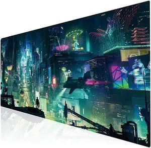 Extended Gaming Mouse Pad, Portable Mat for Keyboard & Mouse with Stitched Edges + Non-Slip Rubber Base (90x40 Green city005) Extended Gaming Mouse Pad, Portable Mat for Keyboard & Mouse with Stitched Edges + Non-Slip Rubber Base (90x40 Green city005)