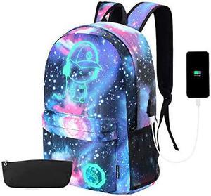 Backpack Anime Luminous Backpack Lightweight Laptop Backpack Fashion School Bags Daypack with USB Charging Port Pen Case and Lock for Teens Girls Boys