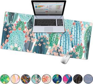 Large Mouse Pad Desk Mat Keyboard Pad Desktop Home Office School Cute Decor Big Extended Laptop Protector Computer Accessories Pretty Mousepad Women Girls XL 31x15Cute Cactus