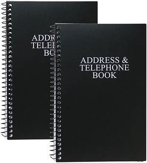 SpiralBound Address and Telephone Book with Plastic Cover Black 2Pack