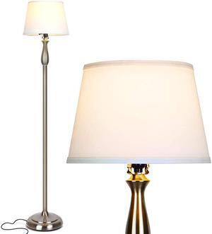 Gabriella LED Floor Lamp Free Standing Elegant Style Tall Pole Light for Living Room Office Or Bedroom Modern Upright Light with Fabric Shade LED Bulb Included Silver