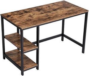Computer Desk 47Inch Study Writing Desk for Home Office Workstation with 2 Shelves on Left or Right Industrial Style PC Laptop Table Stable Steel Frame Greige and Black ULWD47MB