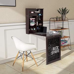 Wall Mounted Table Fold Out Convertible Desk with Chalkboard MultiFunctional Wall Mounted Laptop Desk Writing Desk Home Office Desk with Large Storage AreaNo Assembly Required