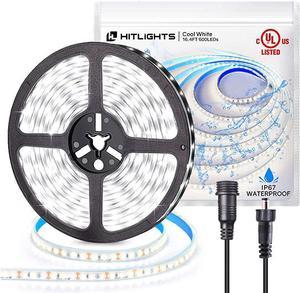LED Strip Lights IP67 Waterproof High Density 164ft 5000K Cool White LED Tape Light 600 LEDs 12V DC 5000 Lumens per Roll UL Listed