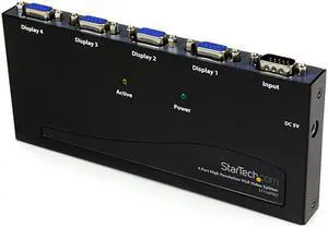 com 4-Port VGA Video Splitter - 300 MHz- VGA Splitter - 4 port - 2048x1536 @ 80Hz (ST124PRO) Black