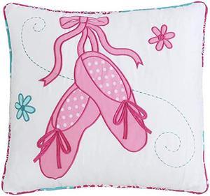Ballet Shoes Square Throw Pillow Pink White Embroidered Print Stuffed Toy Doll Decorative Pillow Shoes Decor Pillow 1 pc