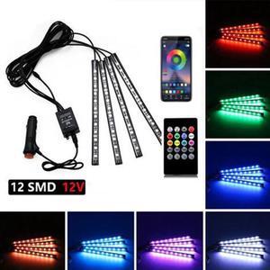 Car Interior 48LED Neon Strip Light With App Control Remote Control Decorative Lamp Music Auto Atmosphere With Remote