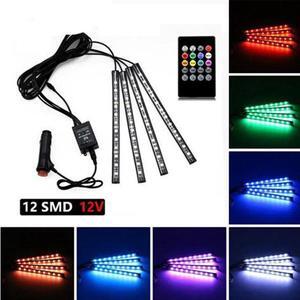 Car Interior 48LED Neon Strip Light Wireless USB Remote Control Decorative Lamp Music Auto Atmosphere No APP