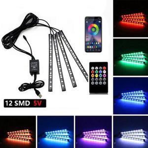 Car Interior 48LED USB Neon Strip Light With App Control Remote Control Decorative Lamp Music Auto Atmosphere With Remote