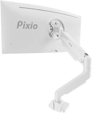 Pixio PS2S White Ultrawide Heavy-Duty Premium Single Monitor Arm Stand Desk Mount - Fits up to 49 inches Monitors, Weights up to 39lbs Flat / 31lbs Curved, Height Adjustable, VESA 75x75 100x100mm