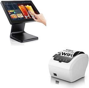 MUNBYN 15.6-inch POS-Touch-Screen-Monitor and WiFi Thermal Receipt Printer with USB/LAN/RS232 Port, 80mm