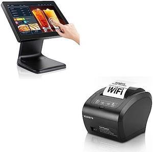 MUNBYN 15.6-inch POS Touchscreen Monitor and WiFi Thermal Receipt Printer with USB/LAN/RS232 Port