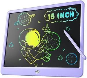 LCD Writing Tablet for Kids, Kidopire 15 Inch Large Screen Doodle Board, Colorful Drawing Writing Board Tablet Kids Age 3-12+ Birthday Erasable Drawing Pad Message Practice Note Learning Toys, Purple