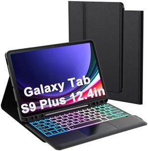 for Samsung Galaxy Tab S9 Plus 124 Keyboard Case 3 Zone 7 Colors Backlit Trackpad Keyboard for 124 inch Galaxy Tab S9 Plus S9 2023  Detachable Smart Touchpad Wireless Keyboard Folio Tablet Cover