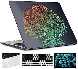 TWOLSKOO for M2 MacBook Air 15 Inch Case 2023 A2941 with Touch ID Plastic Hard Shell Cover with Screen Protector  Keyboard Cover  Trackpad Film for MacBook Air 153 Inch Life of Tree