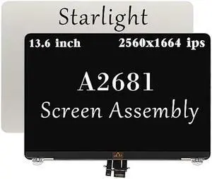 GBOLE A2681 LCD Screen Replacement for MacBook Air M2 13.6" A2681 EMC 4074 MLXW3 MLXX3 MLXY3 MLY03 MLY13 MLY23 MLY33 MLY43 Full LED LCD Screen Display Assembly (Starlight)