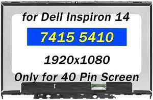 PEHDPVS 140 Screen Replacement for Dell Inspiron 14 5410 7415 2in1 P147G P147G001 FHD 1920x1080 40pins LED LCD Screen Display Touch Digitizer Assembly with BezelOnly for 40 Pin