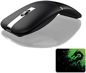 Bluetooth Wireless Arc Mouse with Pad Rechargeable Silent for Travel Cordless Laptop Mouse 180deg Folding Ultra Slim 3 DPI for MacBook Pro Microsoft Dell HP Lenovo