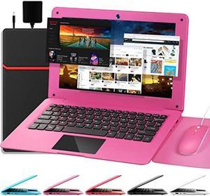 G-Anica Laptop Computer(10.1 inch), Quad Core Powered by Android 12.0, Netbook Computer with WiFi, Webcam and Bluetooth, Mini Laptop with Bag, Mouse, and Mouse Pad for Kids and Adults(Pink)