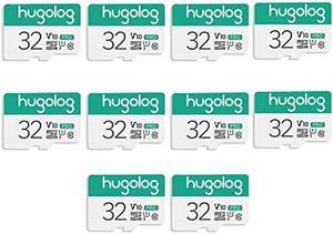 Hugolog 32GB Micro SD Card 10 Pack, Micro SDXC UHS-I Memory Card for LaVIew Camera- 95MB/s,633X,U3,C10, Full HD Video V30, A1, FAT32, High Speed Flash TF Card P500 for Phone/Tablet/PC/Computer