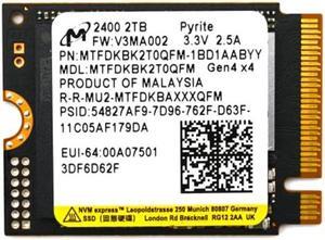 Micron 2TB 2400 M.2 2230 NVMe PCIe 4.0x4 SSD MTFDKBK2T0QFM-1BD1AABYYR
