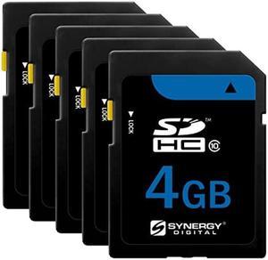 Synergy Digital 4GB, SDHC Memory Cards - Class 10, 20MB/s, 300 Series - Pack of 5