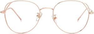 Zeelool Unisex Classic Metal Round Blue Light Blocking Glasses Eyewear with Anti-Reflective Coating Ester ZDX052460-05 Gold