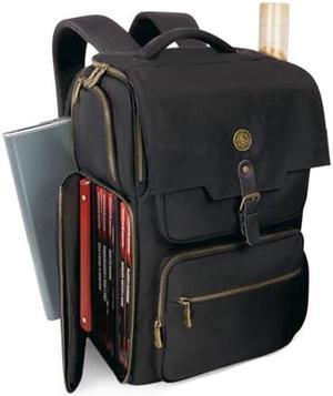 ENHANCE DnD Backpack - RPG DM Bag for Dungeons and Dragons - Travel DnD Bag Organizer fits 6-8 Books Upright, 18" Laptop/DM Screen Slot, Miniature Storage Foam Trays, Accessories Pockets, Map Strap