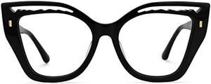 Zeelool Trendy Oversized Acetate Cat Eye Blue Light Blocking Glasses Eyewear for Women Mikaela ZJGA244902-01 Black