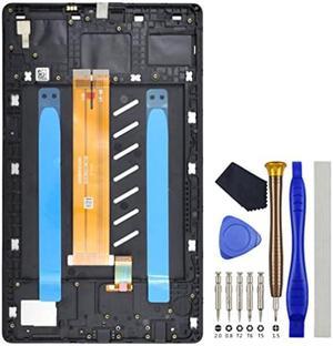 Black Tablet Full LCD Digitizer Touch Screen Assembly Screen Frame Replacement for WiFi Version Samsung Galaxy Tab A7 Lite Tab A7 Lite WiFi SMT220 87 with Tool Kit