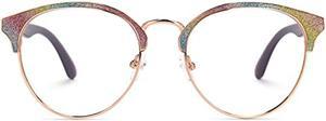 Zeelool Chic Metal Oversized Browline Blue Light Blocking Glasses Eyewear for Women Flores ZWM525286-01 Colorful