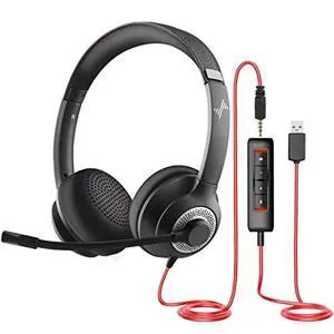 EAGLEND USB Headset with Mic for PC, On-Ear Computer Laptop Headphones with Noise Cancelling Microphone in-line Control for Home Office Online Class Skype Zoom EAGLEND USB Headset with Mic for PC, On-Ear Computer Laptop Headphones with Noise Cancelling Microphone in-line Control for Home Office Online Class Skype Zoom
